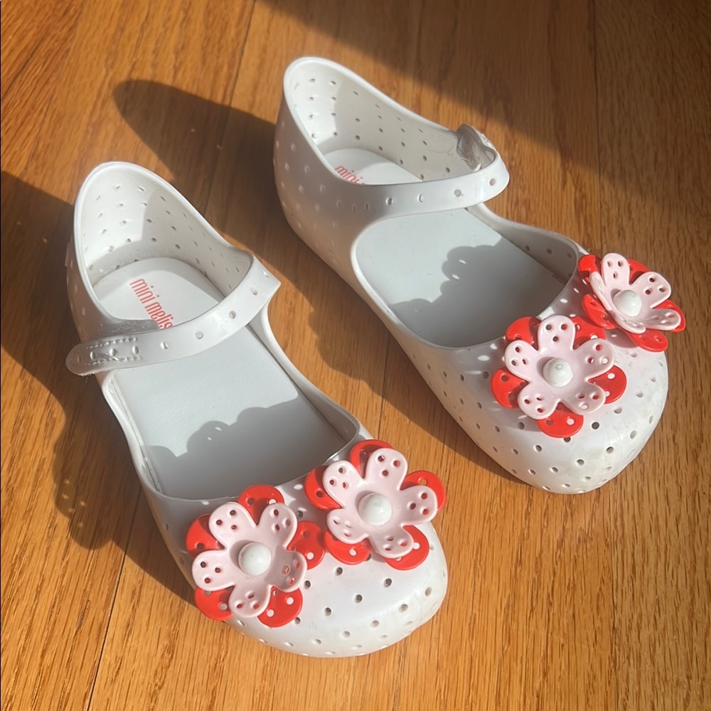 Mini Melissa White and Red Kids Shoes